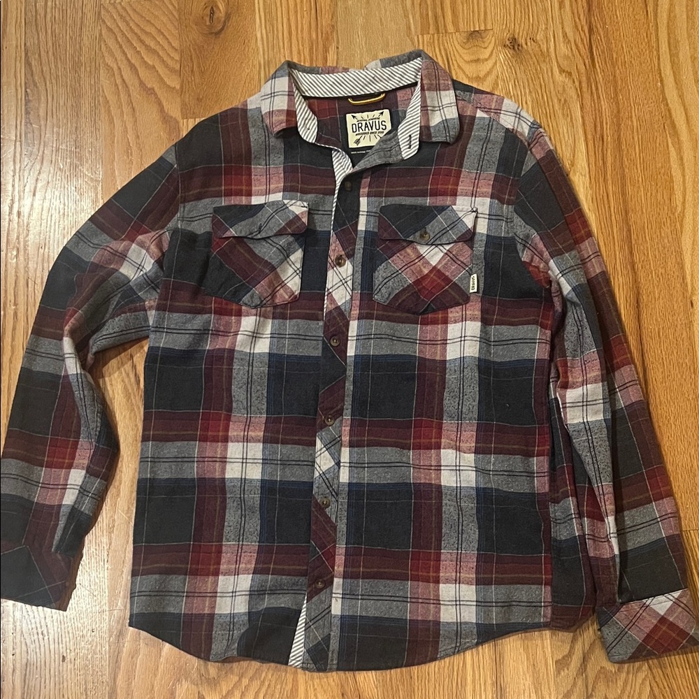 Dravus Men's Plaid Button Down Shirt - Burgundy and Navy